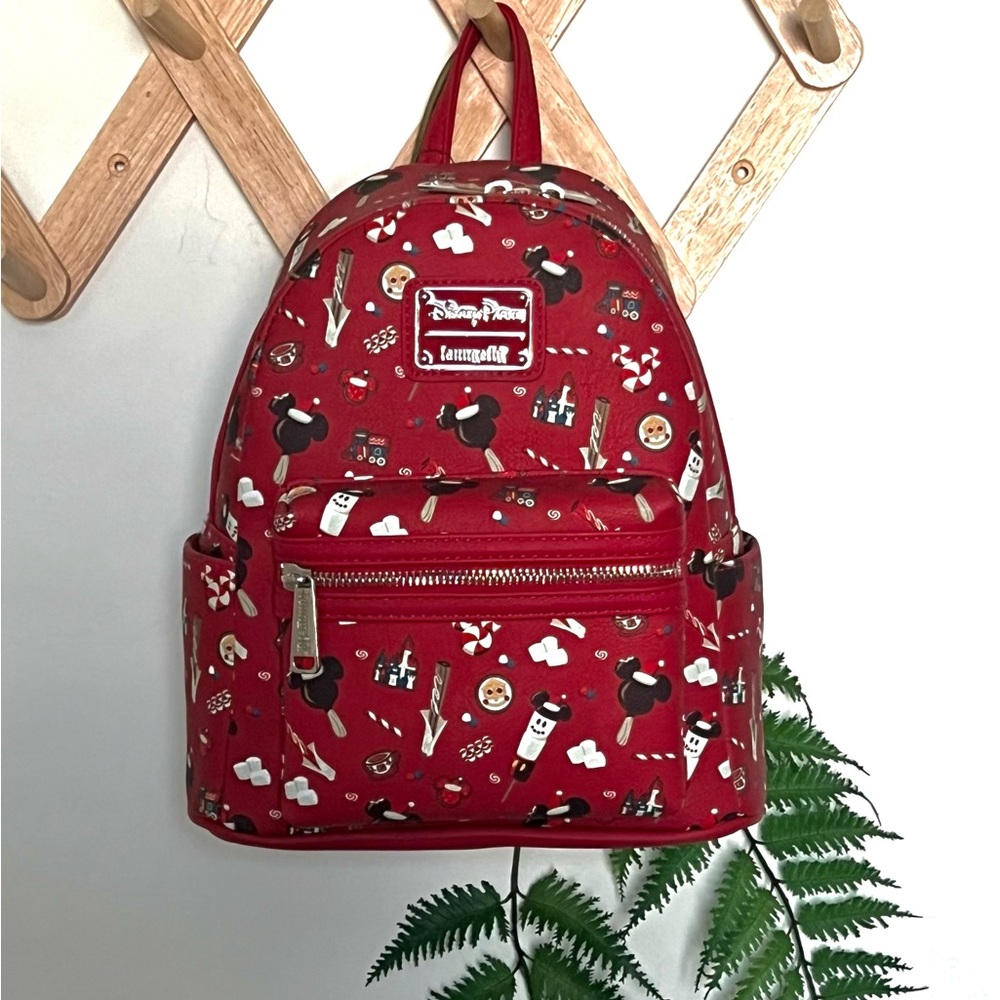 Disney Parks Loungefly Holiday Minnie Mickey Mini Backpack Red Christmas